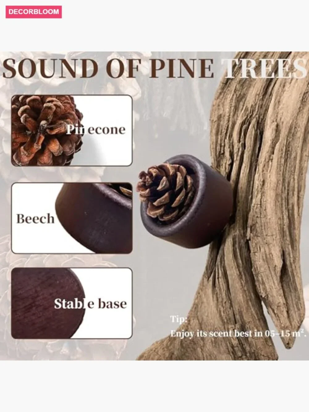 2 Pack Pinecone Passive Essential Oil Diffuser Set, Natural Wood Aroma Diffuser